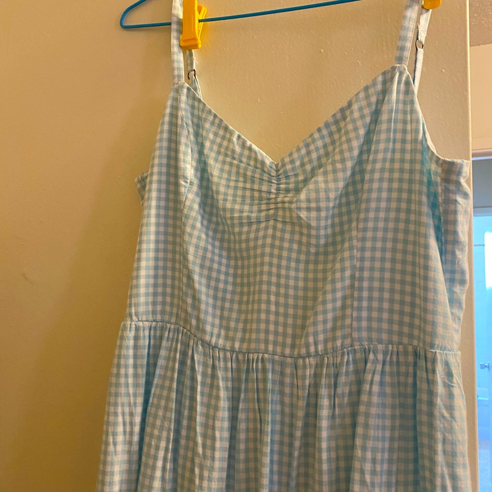 Hollister tie back babydoll dress- Gingham Blue